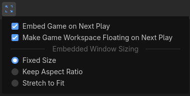Game embedding mode dropdown